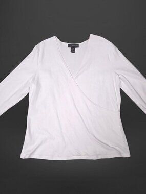Venezia White Surplice Crossbody Blouse (1X)